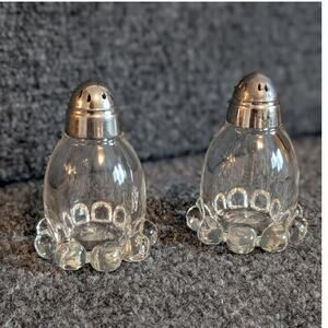 VTG Imperial Candlewick Glass Salt & Pepper Shakers Balled Feet